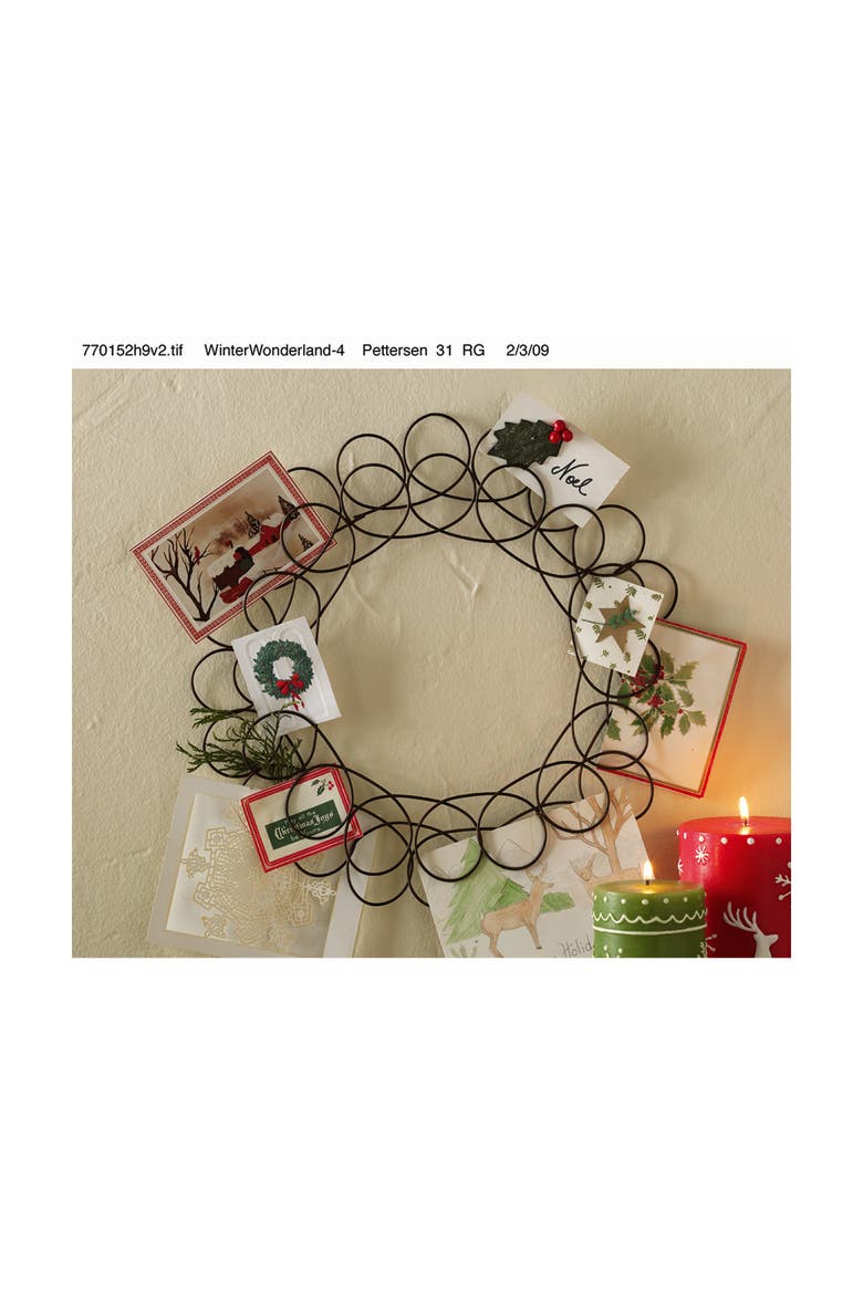 Antique Bronze Spiral Wreath Greeting Card Holder Wall Art, Alternate, color, Gold
