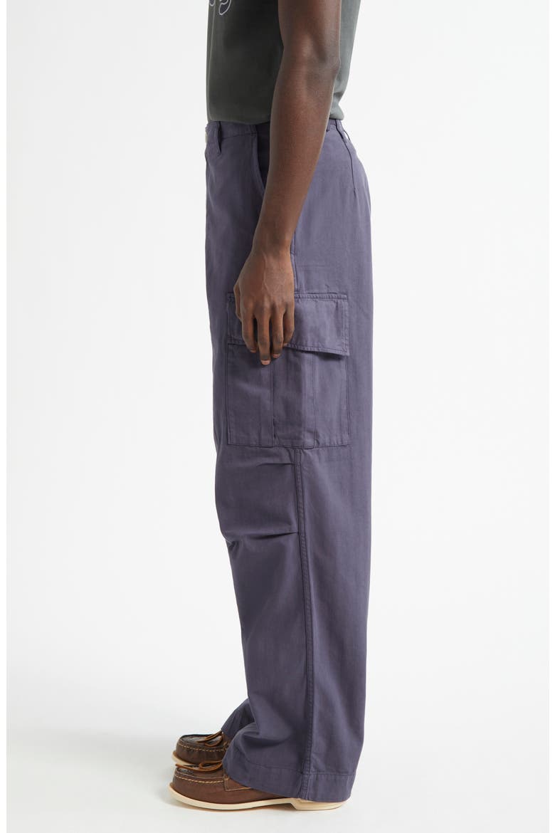 Cotton Herringbone Cargo Pants, Alternate, color, DARK BLUE