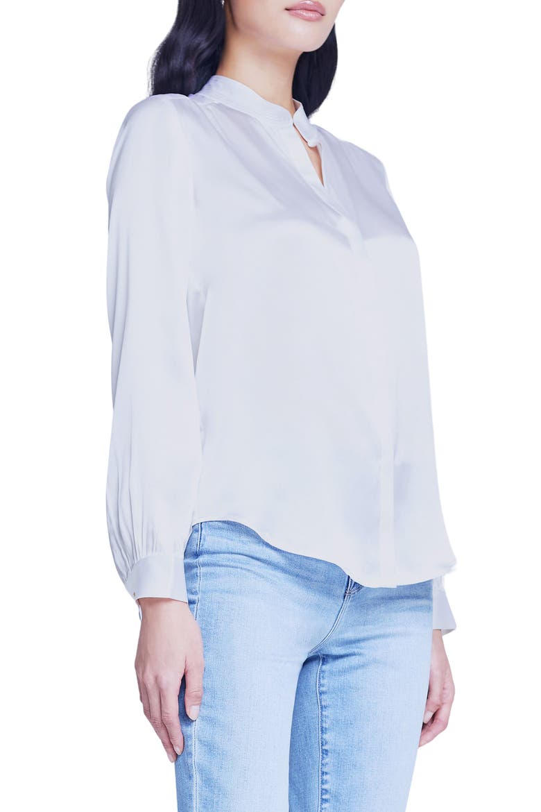 Bianca Silk Satin Blouse, Alternate, color, WHITE