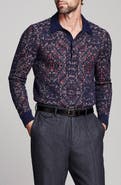 Billy Reid Long Sleeve Tile Jacquard Polo