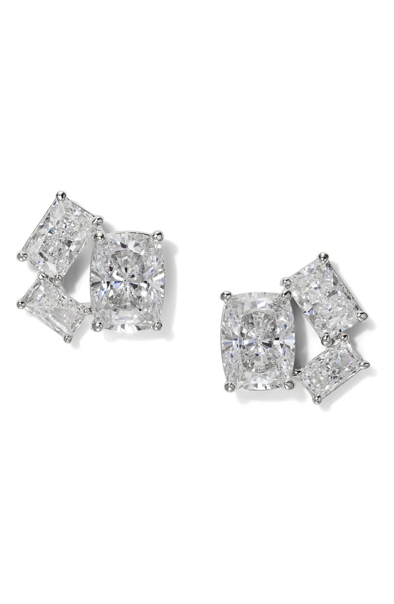 Nadri Northern Lights Cubic Zirconia Cluster Stud Earrings, Main, color, 