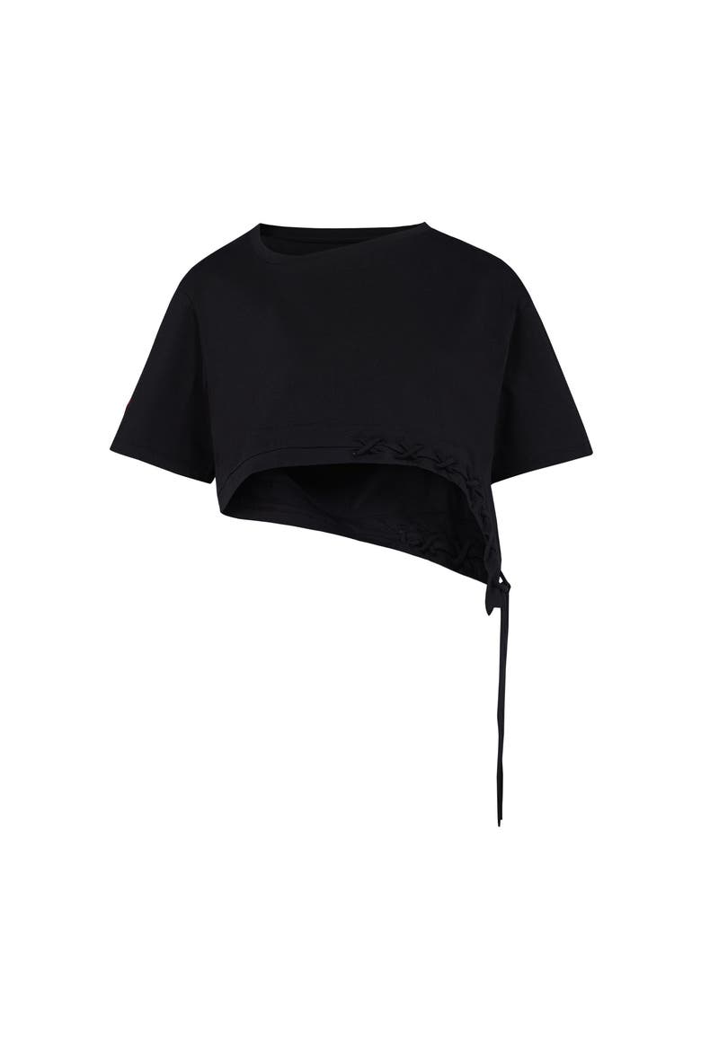 Pure Cotton Free Heaven Crop String Tshirt, Main, color, BLACK