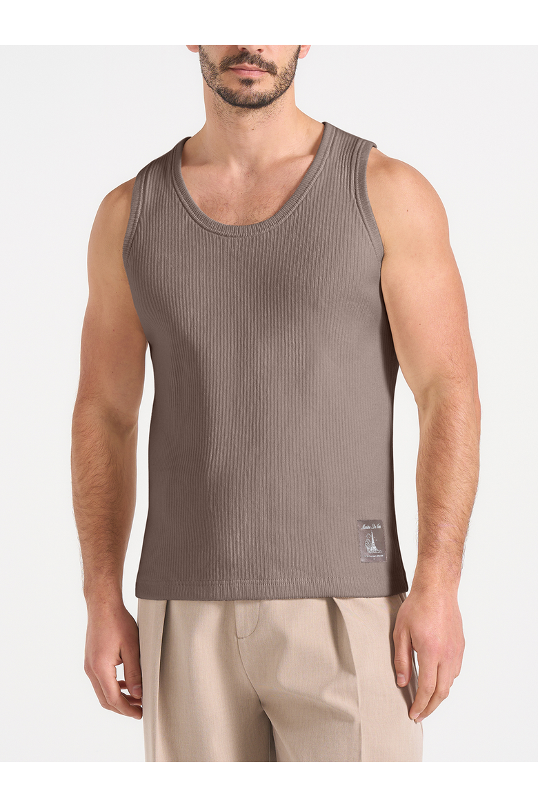 Justin Ribbed Cotton Vest, Alternate, color, Mushroom