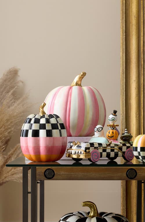 Mackenzie-childs Mackenzie Childs Bubblegum Pink Stripe Medium Pumpkin In Multi