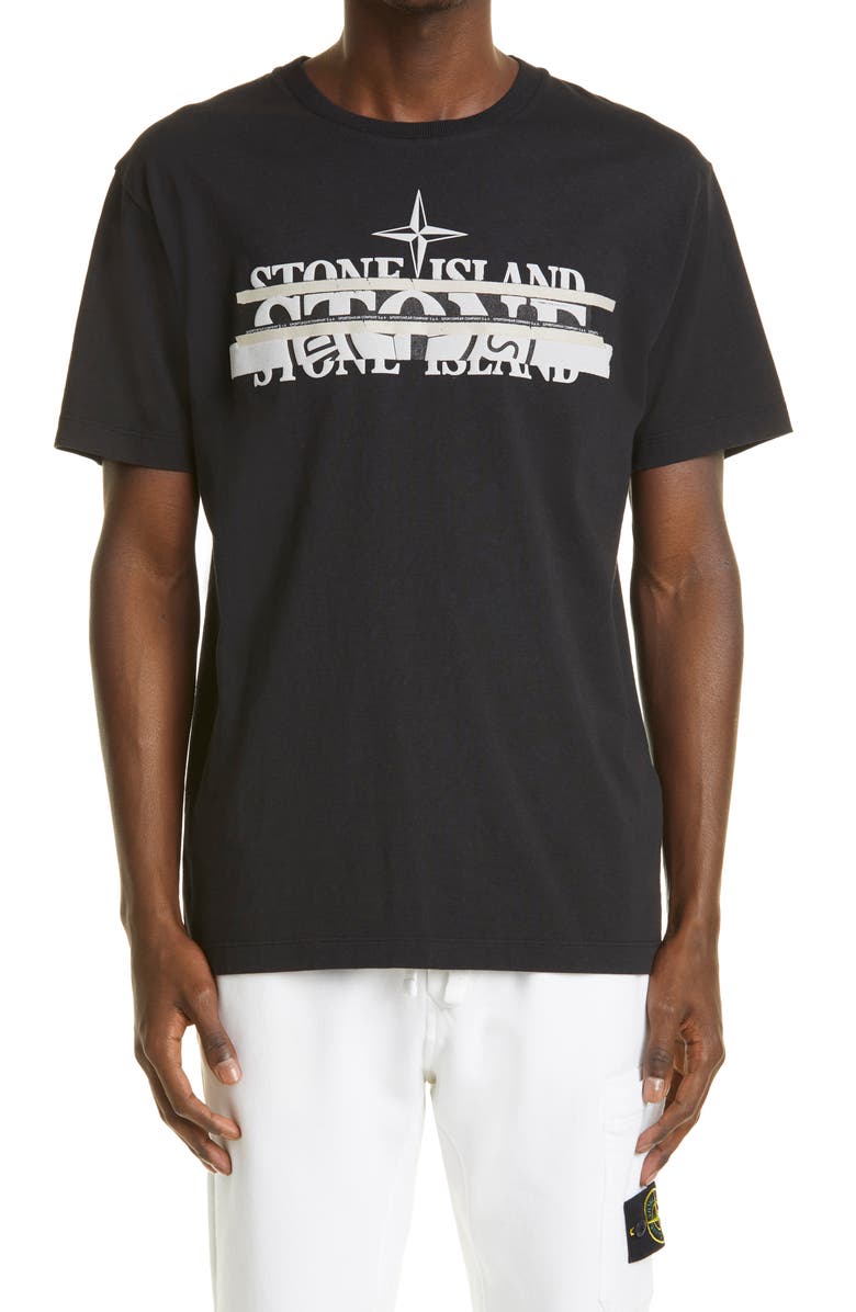 Stone Island Mixed Logo Slim Fit Cotton Graphic Tee, Main, color,