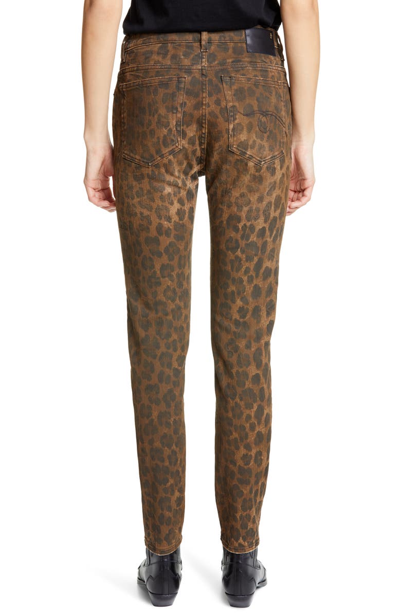 R13 Leopard Print Distressed High Waist Skinny Jeans, Alternate, color,