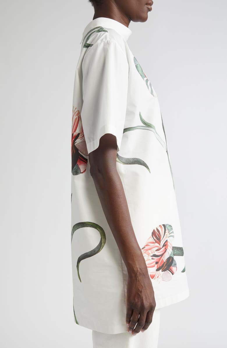 Giambattista Valli Oversize Rose Cotton High-Low Top, Alternate, color, Ivory/ Rose