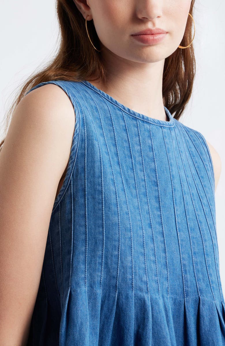 Treasure & Bond Pleated Cotton Chambray Top, Alternate, color, Light Blue Wash