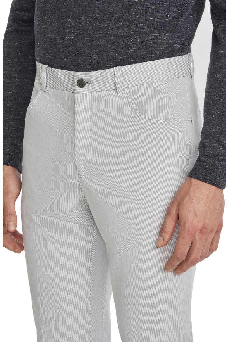 Pinstripe Five-Pocket Taper Leg Pants, Alternate, color, GREY