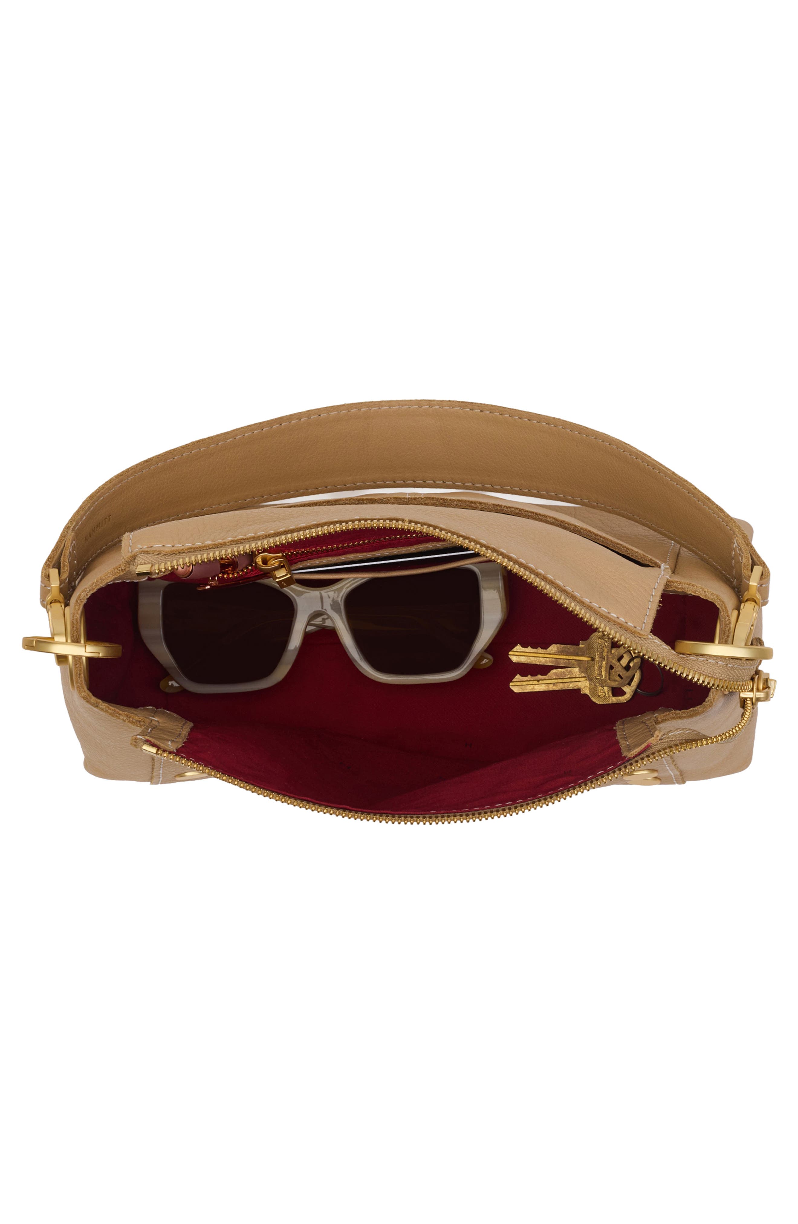 HAMMITT Medium Bryant Raffia & Leather Shoulder Bag, Alternate, color, Toasty Sand/ Brushed Gold