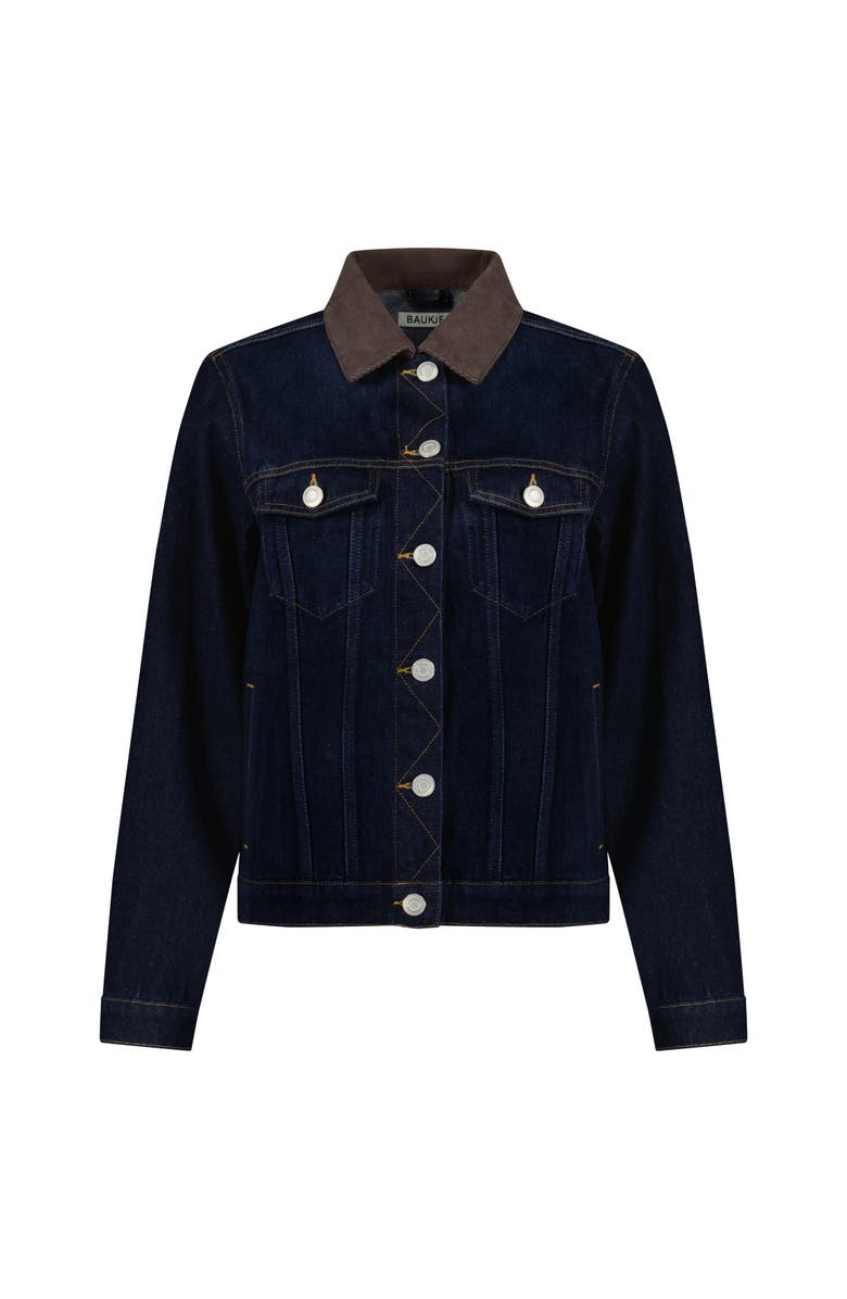ZDNU 81043072 Nalan Denim Trucker Jacket, Alternate, color, Dark Denim & Dark Chocolate