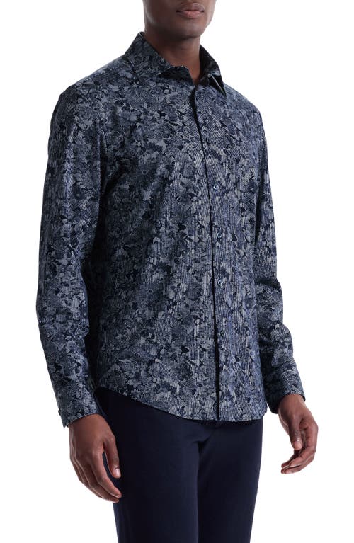 Bugatchi James Ooohcotton® Floral Stripe Button-up Shirt In Blue