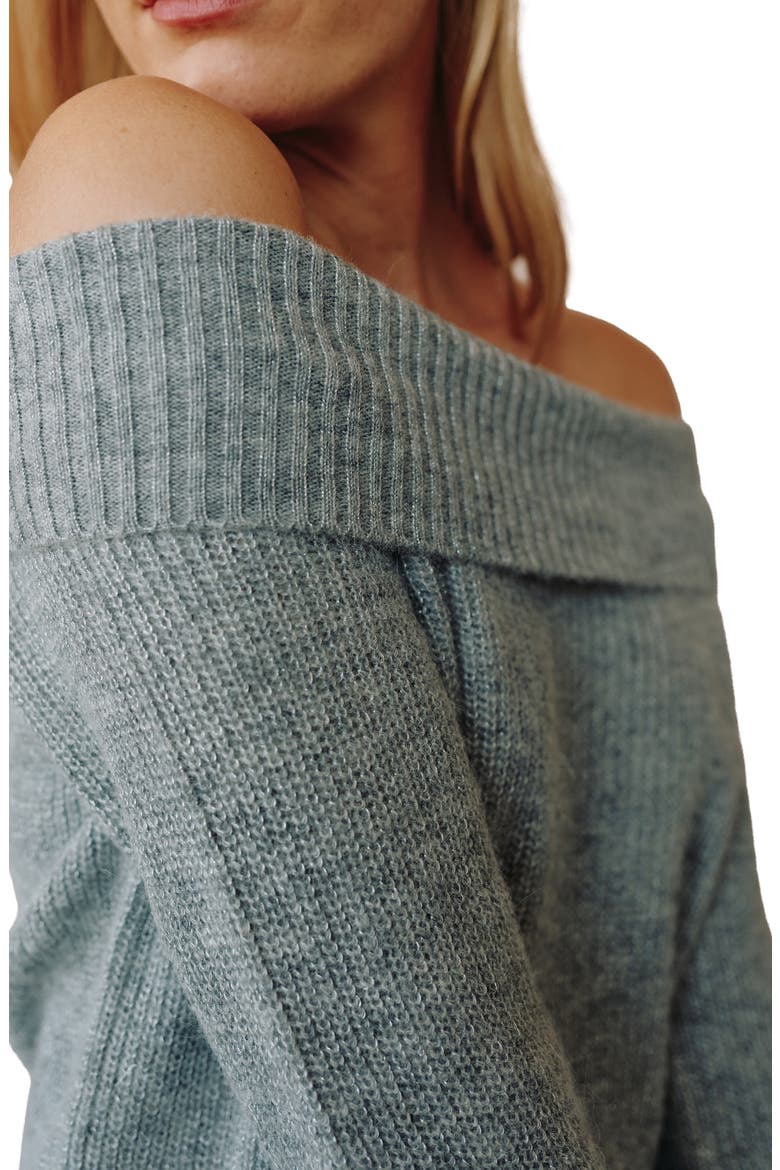Off the Shoulder Sweater, Alternate, color, HEATHER GREY SHIMMER
