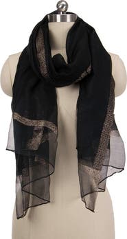 SAACHI Shimmer Border Metallic Trim Scarf