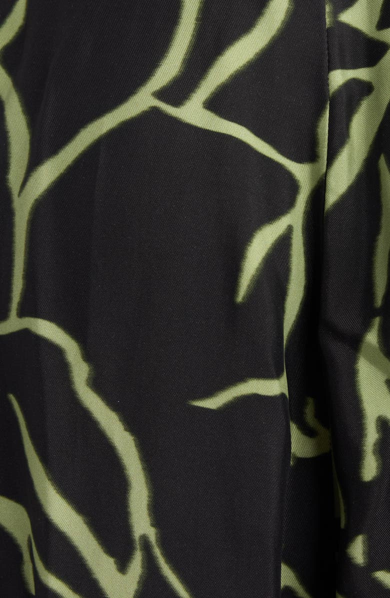 Dries Van Noten Pila Giant Couture Rose Print Pleated Wide Leg Twill Pants, Alternate, color, Black