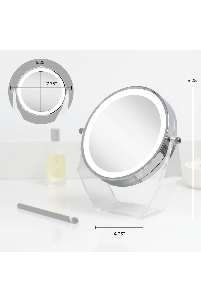 Lighted Makeup Mirror with Magnification & Swivel, Alternate, color, Chrome