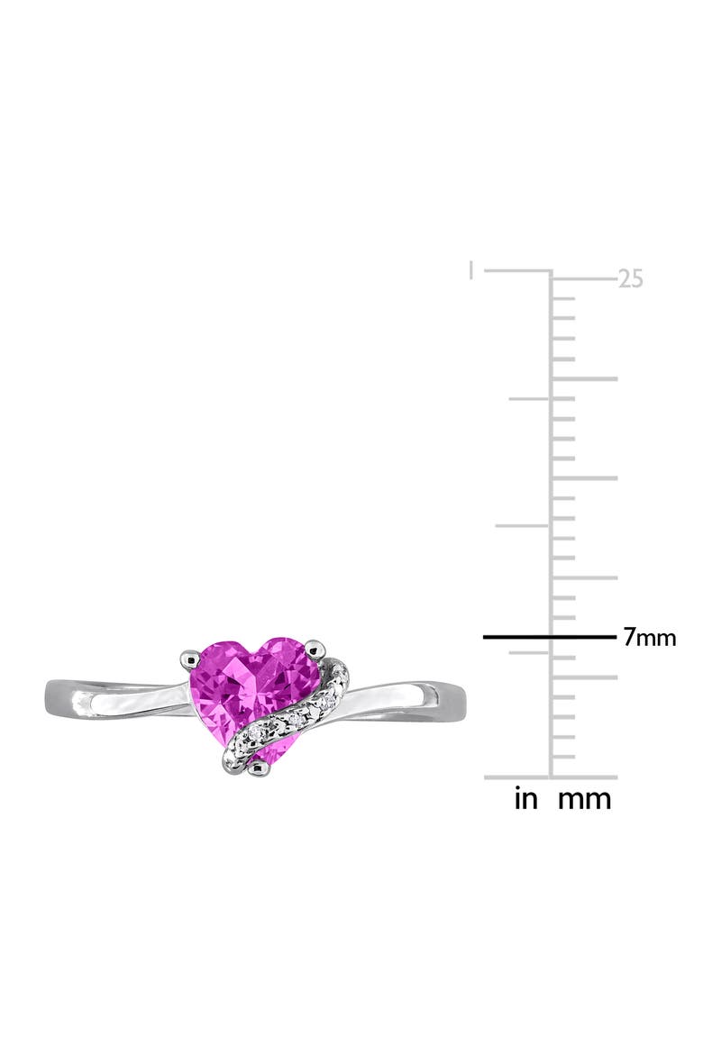 Semiprecious Stone & Diamond Heart Ring, Alternate, color, PINK
