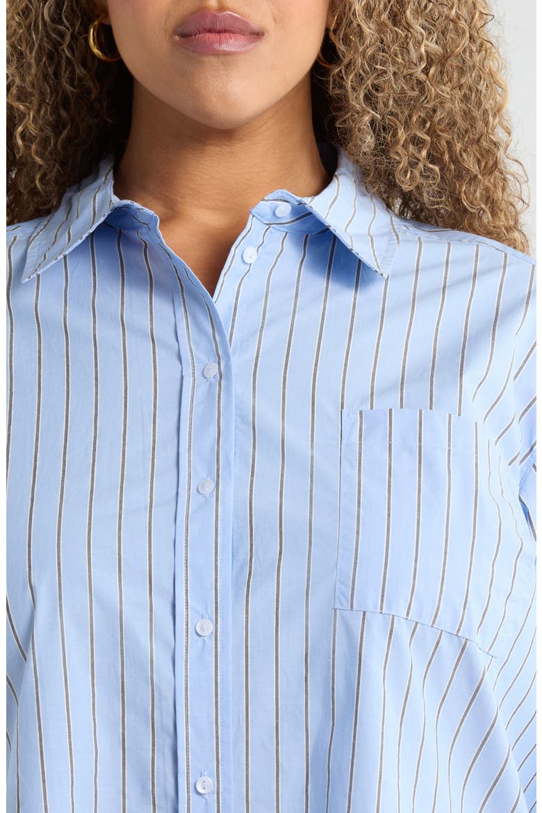 Stripe Cotton Poplin Button-Up Shirt, Alternate, color, BLUE- NAVY SHAYNA STRIPE