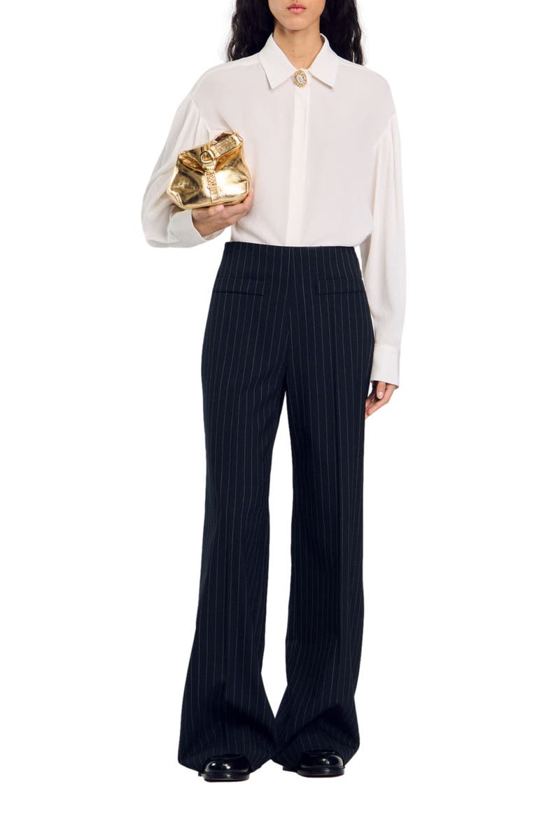 SANDRO Floaty silk shirt, Alternate, color, 