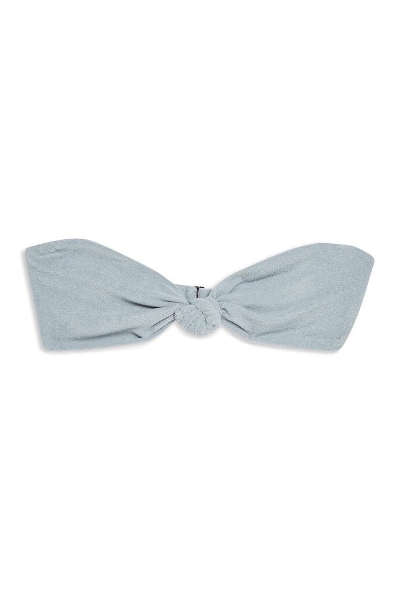Velour Knot Bandeau Bikini Top, Alternate, color, GREY