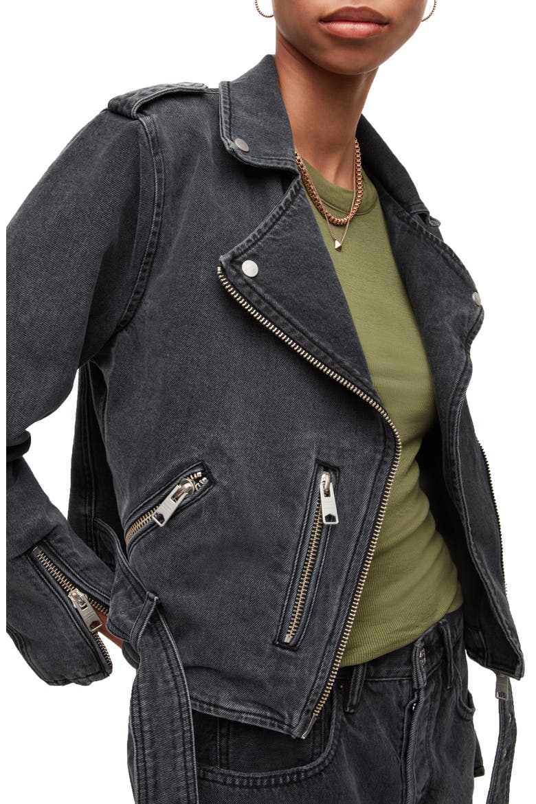 Balfern Denim Biker Jacket, Alternate, color, WASHED GREY