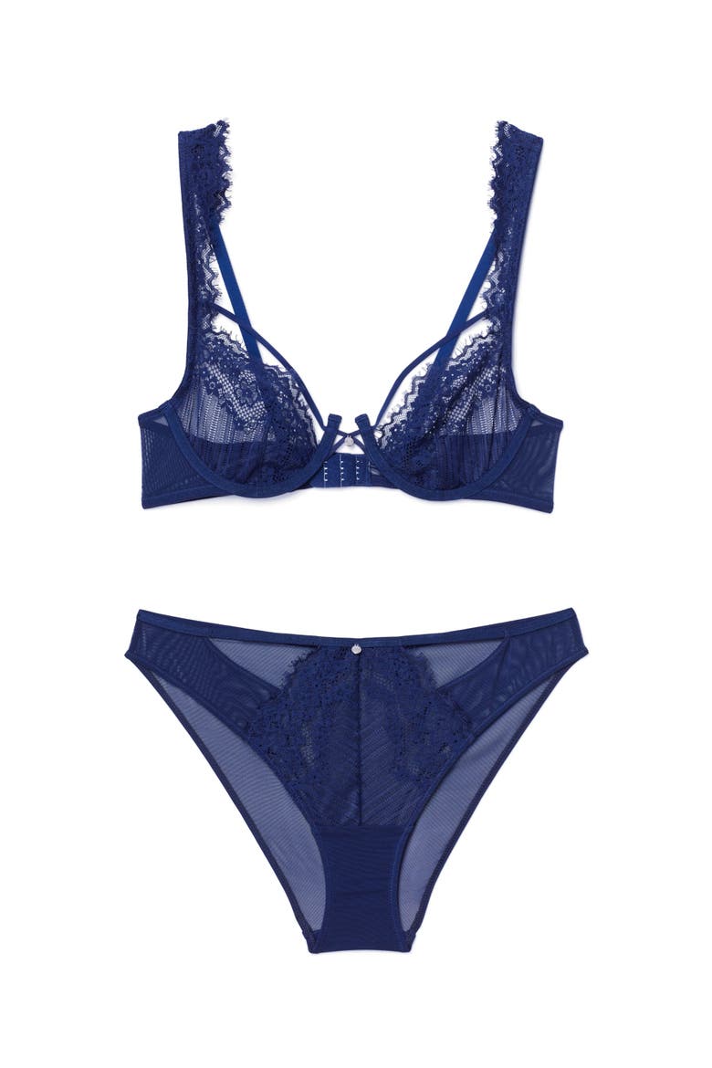 Liliana Unlined Plunge Bra, Alternate, color, Dark blue