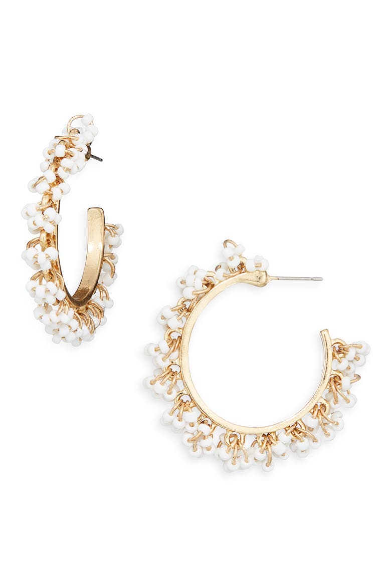 Crystal Hoop Earrings, Main, color, WHITE