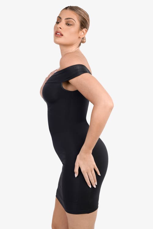 Popilush Shapewear Off-the-shoulder Bodycon Mini Dress In Classic Black