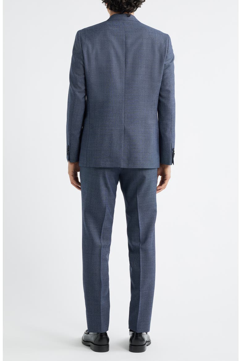 Rawdon Slim Fit Mid Blue Wool Tick Weave Peak Lapel Suit, Alternate, color, MID BLUE