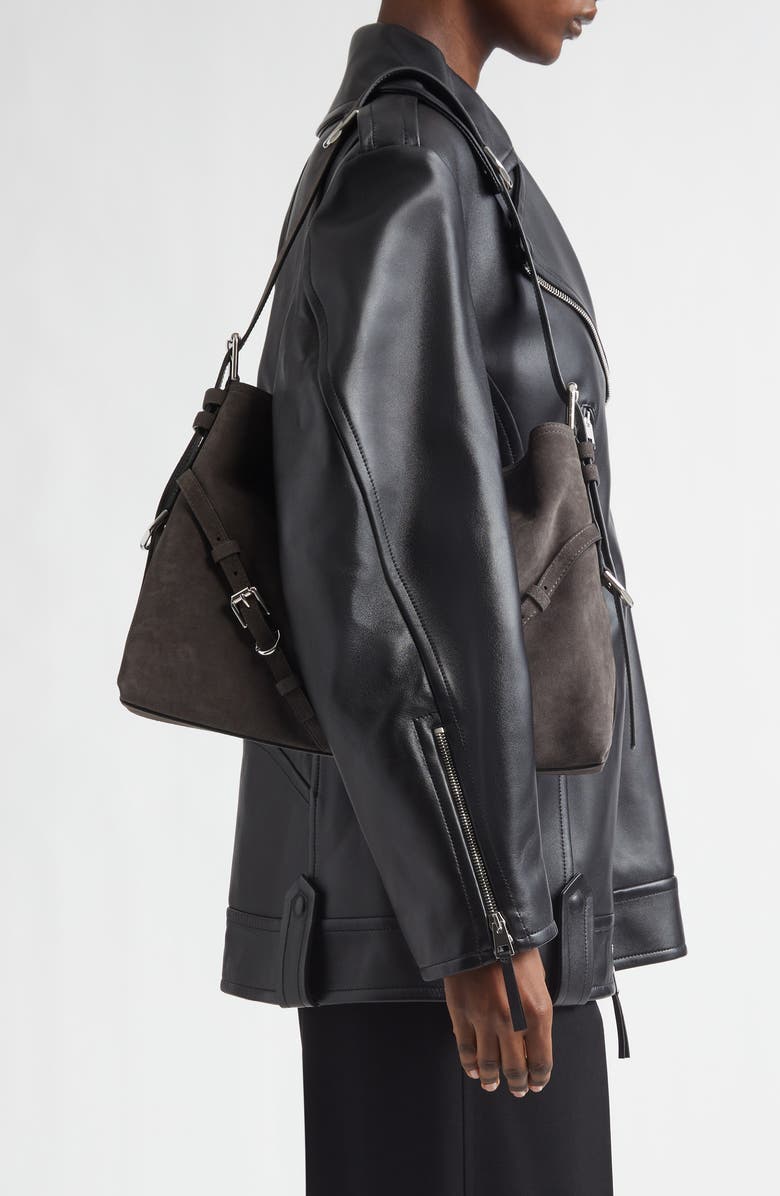 Givenchy Medium Voyou Suede Hobo Bag, Alternate, color, 021-Dark Grey