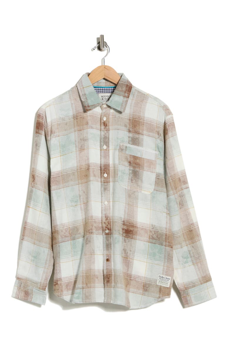 Relaxed Fit Washed Check Button-Up Shirt, Alternate, color, TAHITIAN TEAL CHECK