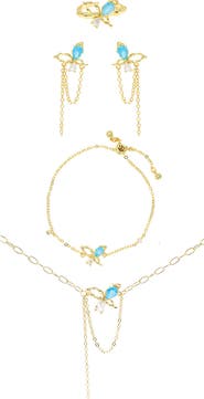 LA MENO Flying Butterfly 4-Piece Jewelry Set