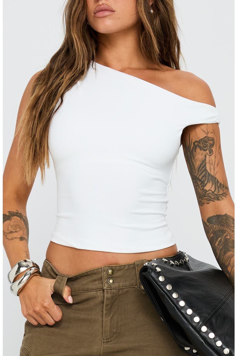 Danza One-Shoulder Top, Main, color, WHITE