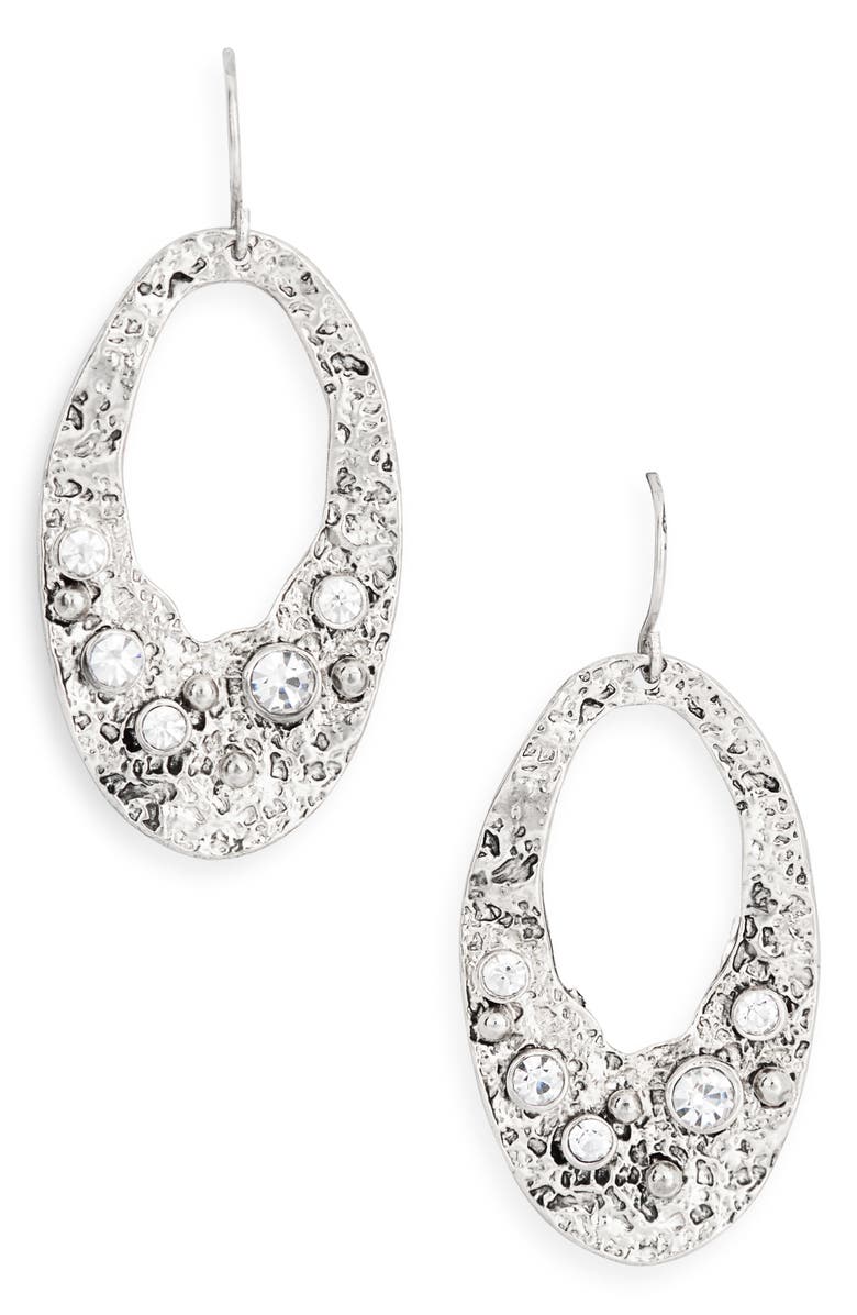 Karine Sultan Antique Oval Drop Earrings, Main, color, Silver