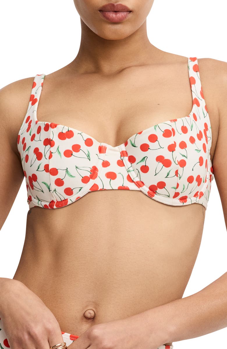 Good American Cherry Underwire Bikini Top, Main, color, Snow Cherries 04