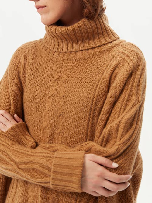 Gobi Mongolian Cashmere Multi-stitch Cashmere Turtleneck In Almond