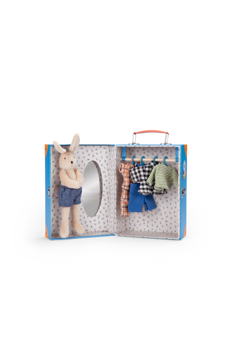 Moulin Roty Sylvain Little Wardrobe Suitcase, The Big Family, Main, color, Blue