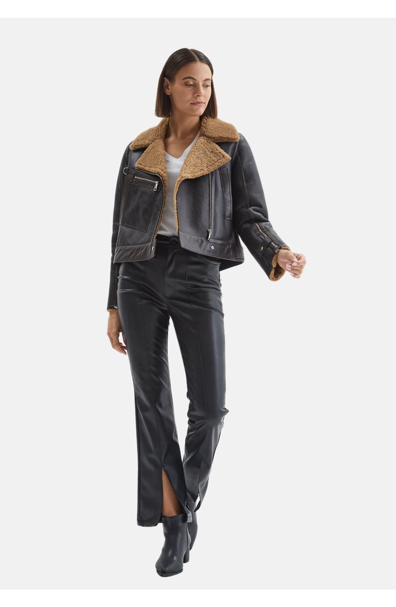 Furniq UK Eloise Shearling Jacket, Alternate, color, Brown