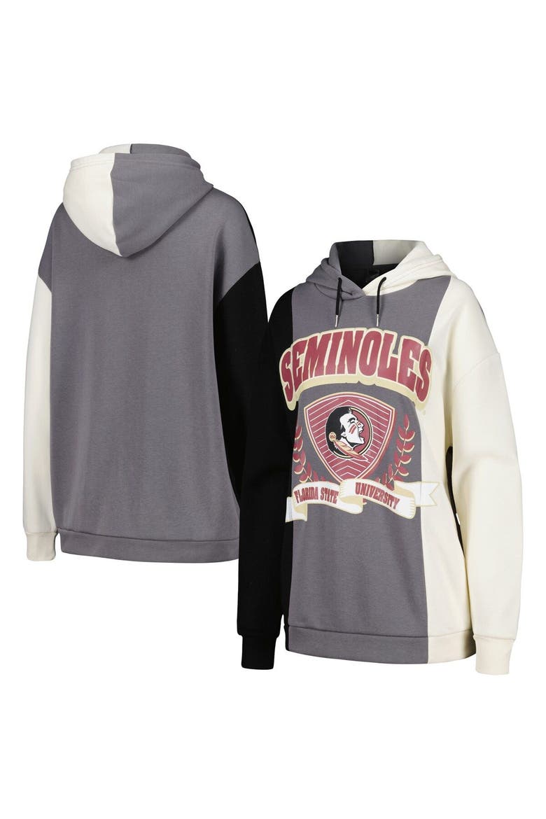 Women's Gameday Couture Black Florida State Seminoles Hall of Fame Colorblock Pullover Hoodie, Main, color, Gray