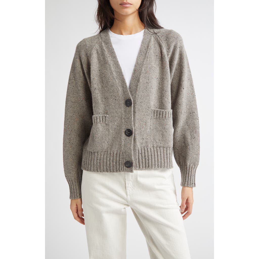 Johnstons Of Elgin Donegal Relaxed Cashmere V-neck Cardigan In Gray