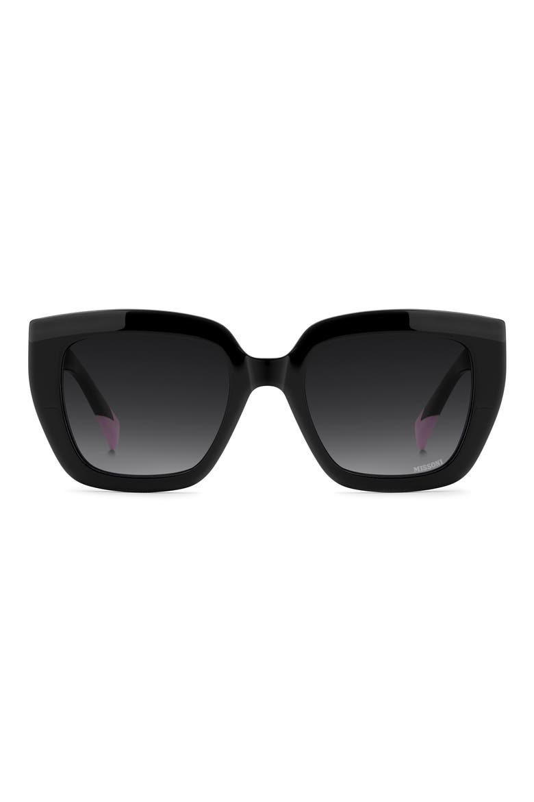 52mm Gradient Square Sunglasses, Main, color, BLACK/ DARK GREY SF