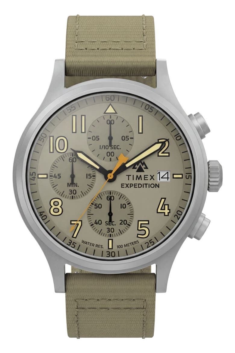Expedition Sierra Chronograph Fabric Strap Watch, Main, color, TAN
