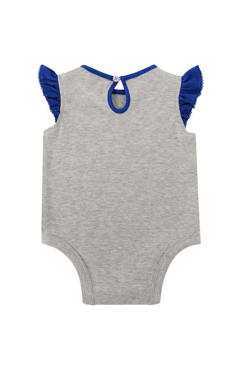 Outerstuff Newborn Heather Gray/Royal Buffalo Bills All Dolled Up Three-Piece Bodysuit, Skirt & Booties Set, Alternate, color, Heather Gray