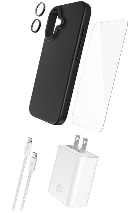5 In 1 Bundle (includes Magsafe Case/ Camera Lens Protector/ Glass Screen Protector/ 30w Charging Block/ 1.8m Cable) For Apple Iphone 16