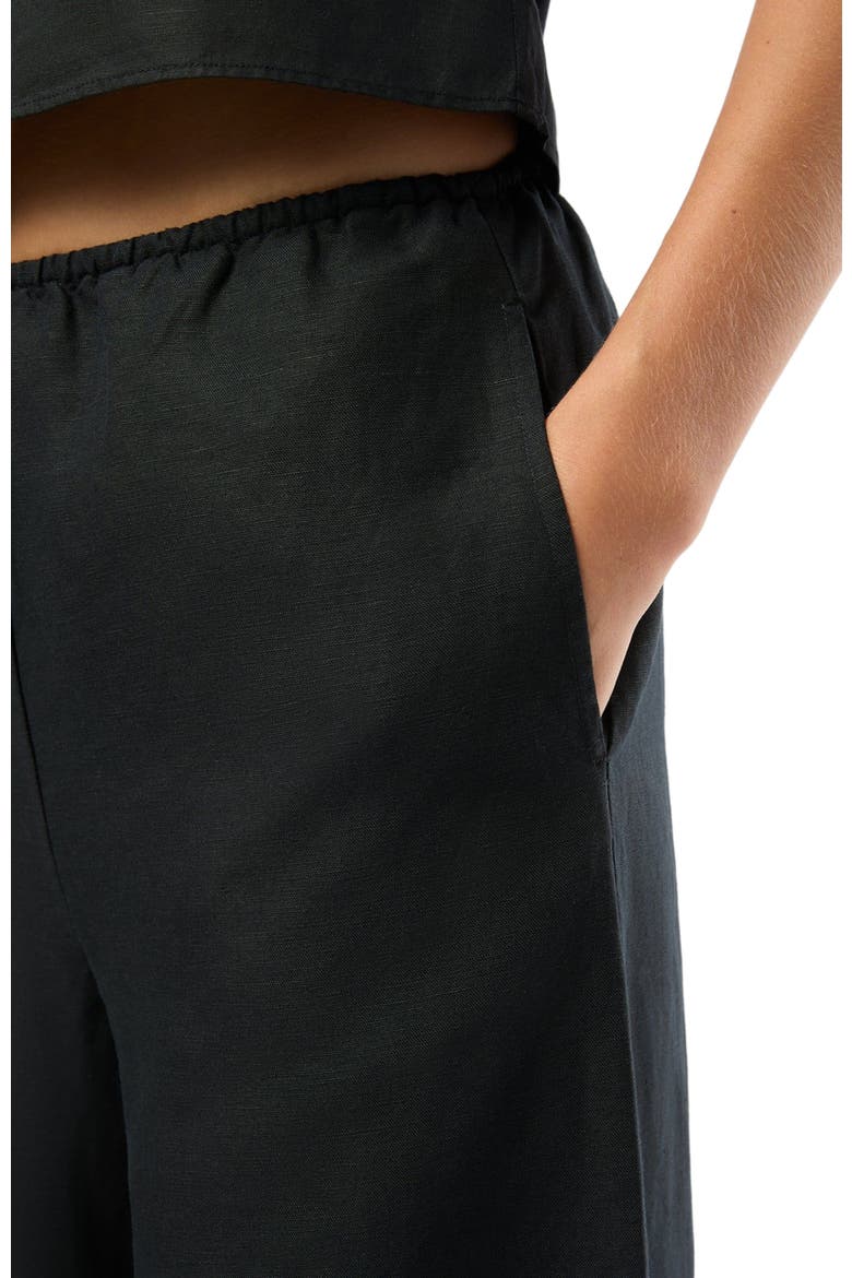 Air Linen Wide Leg Drawstring Pant, Alternate, color, BLACK