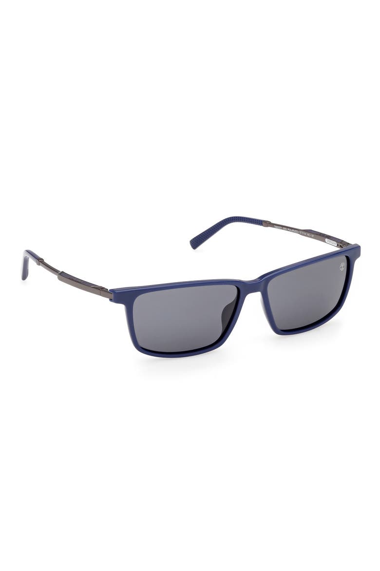 57mm Sunglasses, Alternate, color, SHINY BLUE / SMOKE POLARIZED