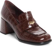 Miu Miu Croc Embossed Leather Loafer Pump