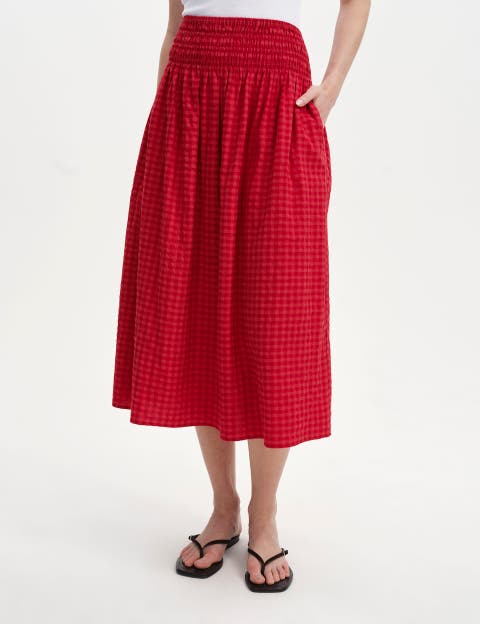 Vanessa Gingham Seersucker Midi Skirt