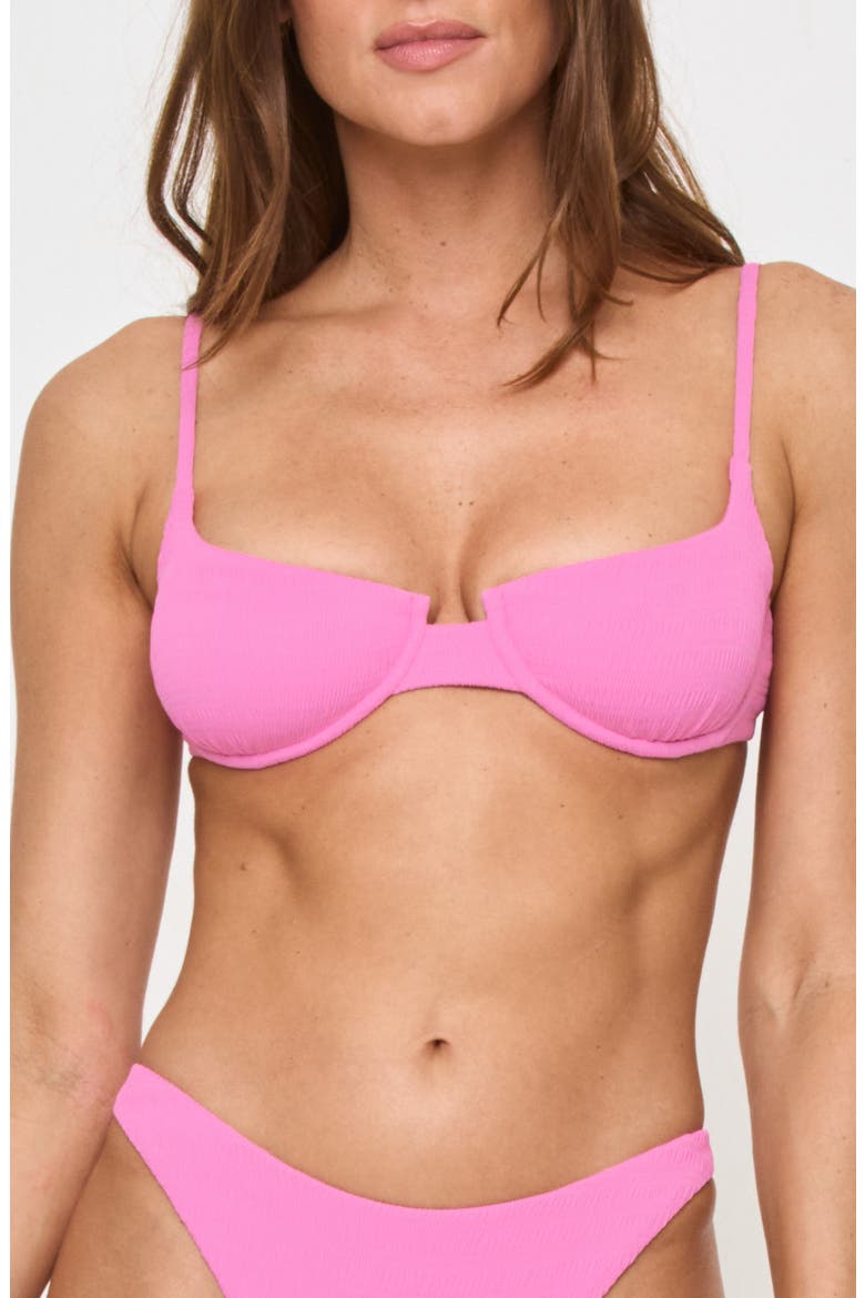 Belle Underwire Pucker Textured Bikini Top, Main, color, HOTTEST PINK