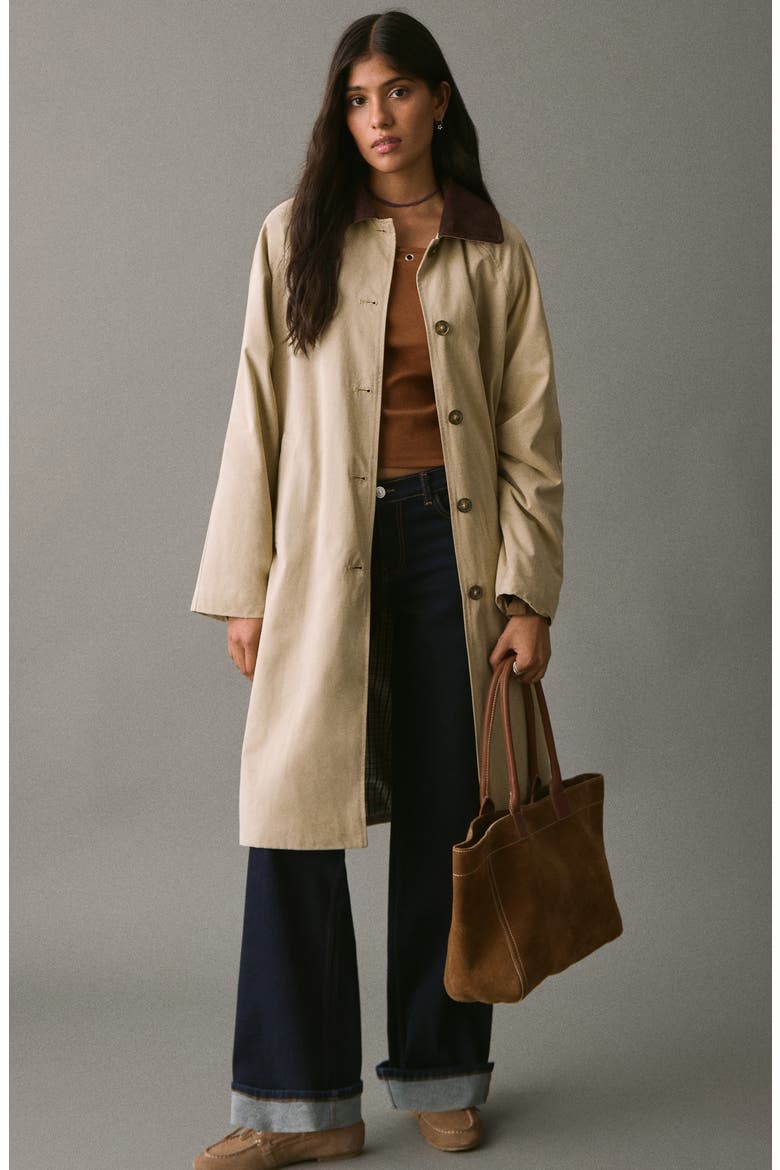 Corduroy Collar Trench Coat, Alternate, color, ECRU